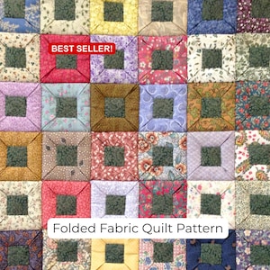 Quilt-as-you-go-Muster – Patchwork aus gefalteten Stoffquadraten im Origami-Stil – Handnähprojekt (PDF)