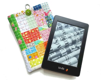 Kindle Pouch Sewing Pattern: Scrappy Patchwork Raw-Edge Quilted PDF Tutorial