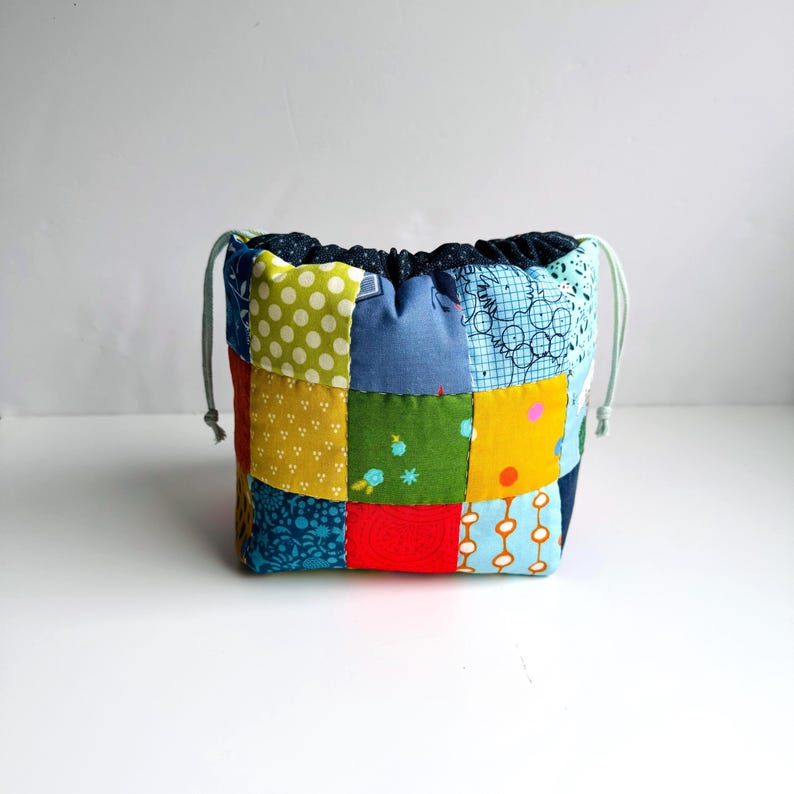Drawstring Bag Patchwork Sewing Pattern by Tikki London, PDF download