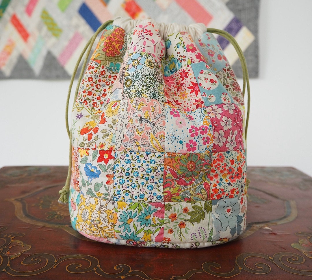 Patchwork Drawstring Bag Sewing Pattern: PDF Tutorial (instant Download ...