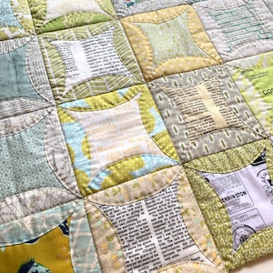 Quilt-as-you-go sewing pattern for a hand pieced project, Origami style patchwork fabric folding method to make a unique quilt, PDF tutorial
