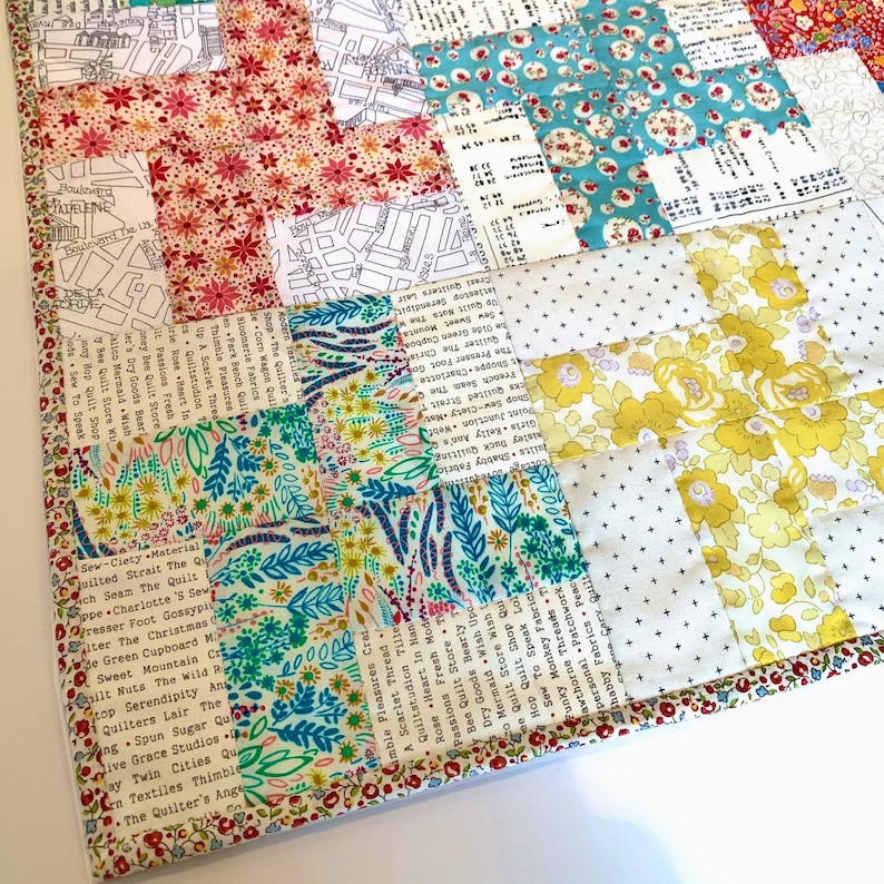 Windmill patchwork baby quilt pattern, Jelly roll friendly beginner crib blanket sewing tutorial PDF