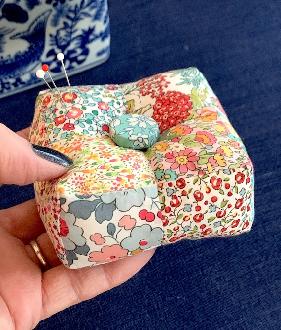 Pin Cushion Sewing Pattern, Square Shape Patchwork Design With Magnetic  Needle Minder Button, Made in Liberty Fabrics, PDF Instant Download 