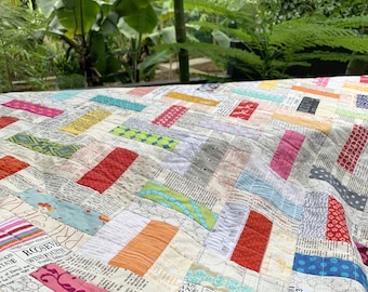 Einfaches Quilt-Muster, einfaches & lustiges Patchwork-Quilten, mehrere Quilt-Größenoptionen, sofortiger Download, PDF-Nähanleitung von Tikki London