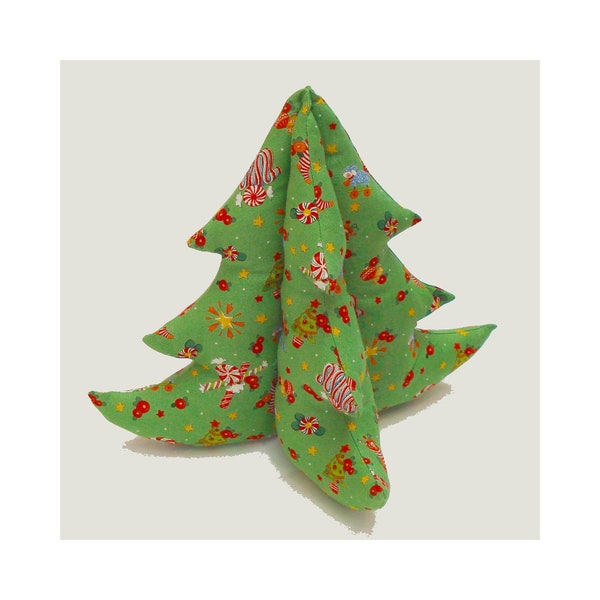 Fabric Christmas Tree Sewing PDF Pattern, 3 sizes of a Plush Pine Tree Holiday Table Decor, 3D festive DIY craft for home Xmas decor.