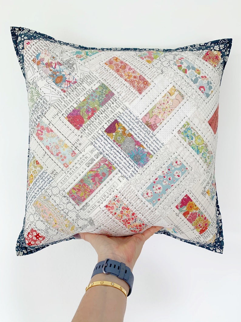 Quilt Pillow Pattern Patchwork Cushion Cover Domino Quilted Etsy UK