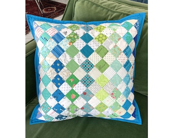 Patchwork Cushion Sewing Pattern: Four Patch Quilt Pillow Cover (PDF Tutorial)