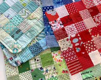 Placemat Patchwork Quilt Sewing Pattern, easy quilted table mats, Jelly Roll & scrap fabric friendly design, PDF tutorial by Tikki London