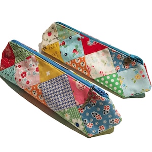 Zipper Pouch Pattern, triangular prism shape, modern patchwork, pencil case, zippy pouch, sewing pattern