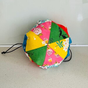 Round Patchwork Drawstring Pouch Sewing Pattern (PDF): Easy Bag for Cosmetics, Notions & Small Items