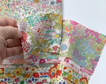 Fabric Kit for a Baby Crib Quilt, make an heirloom patchwork blanket with ditsy floral Liberty London fabrics, beginner friendly design