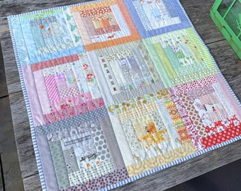 Log Cabin Quilt PDF Schnittmuster: Scrappy Patchwork Projekt 21" quadratisch