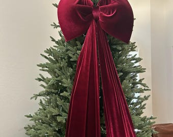 Lazo de terciopelo para árbol de Navidad, decoración navideña, lazo para adorno