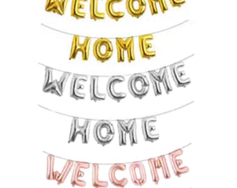 WELKOM THUIS 16" inch alfabetletters folie mylar ballon banner, housewarming party banner, goud, zilver roségoud