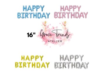 Guirnalda de letras con globos autoinflables grandes de 40 cm (16") con la frase "FELIZ CUMPLEAÑOS" para decoración de fiestas.