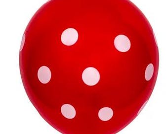 Globo de látex de 12" con lunares (6 unidades) / Rojo con lunares blancos