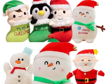 Peluche animal de Noël, Décoration de Noël, Bas de Noël, Père Noël, Bonhomme de neige, Pingouin, Poupées pour enfants