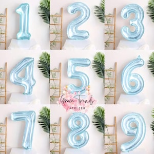 40&quot; Crystal Jelly Blue Number Balloon | Foil Mylar, Self-Sealing