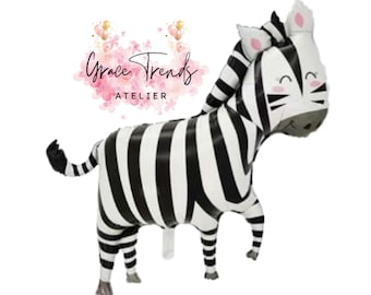 Giant Black and White Zebra Mylar Balloon 30 Inches, Large Balloon for Safari Baby Shower, Zebra Balloon, Jungle Birthday Party