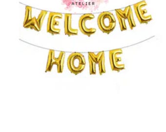 GOUD WELKOM THUIS 16" inch alfabetletters folie mylar ballon banner, housewarming party banner, goud, zilver roségoud