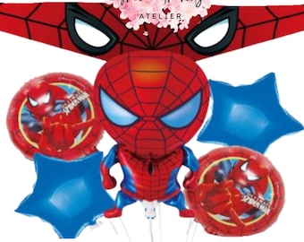 Spider man Birthday Balloons Bouquet, 5 pcs