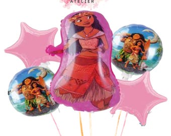 Moana Balloon Bouquet, 5pc Birthday Party Decoration