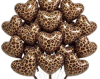 Balon foliowy w kształcie serca z nadrukiem w panterkę, 18 cali | Dekoracja na przyjęcie urodzinowe, wesele, baby shower/panieńskie