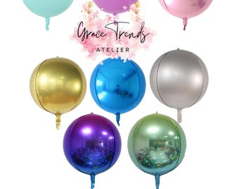 Balon foliowy Giant Orbz 22", 4D, okrągły, kulisty, metaliczny, na urodziny, dekoracje imprezowe, wesele, baby shower