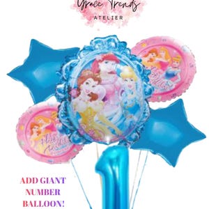 Disney  Princess Belle - Beauty and the Beast, Aurora, Cinderella Bouquet of Balloons