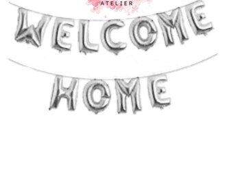 ZILVEREN WELKOM THUIS 16" inch alfabetletters folie mylar ballon banner, housewarming party banner, goud, zilver roségoud