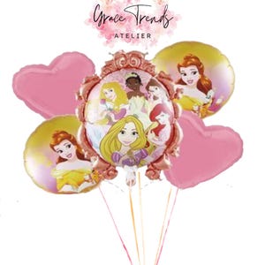 Disney  Princess Belle Balloons Bouquet, 5pcs