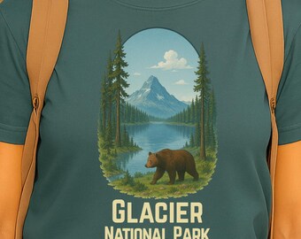 Camiseta del Parque Nacional Glaciar, Camiseta de Bear Lake, Gráfico del Bosque de Montaña de Montana