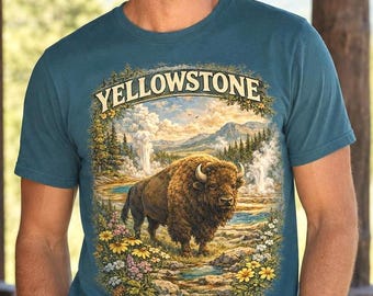 Yellowstone National Park Shirt Bison Vintage WPA Tee Alpine View