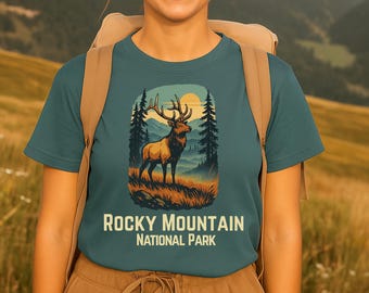 Rocky-Mountain-Nationalpark-Shirt, Elch-T-Shirt, Vintage-Wandergeschenk aus Colorado