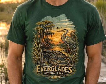Everglades National Park Shirt, Alligator Sunset Vintage Florida Wildlife Tee