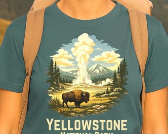 Yellowstone National Park Bison Shirt – Wyoming Wildlife Graphic