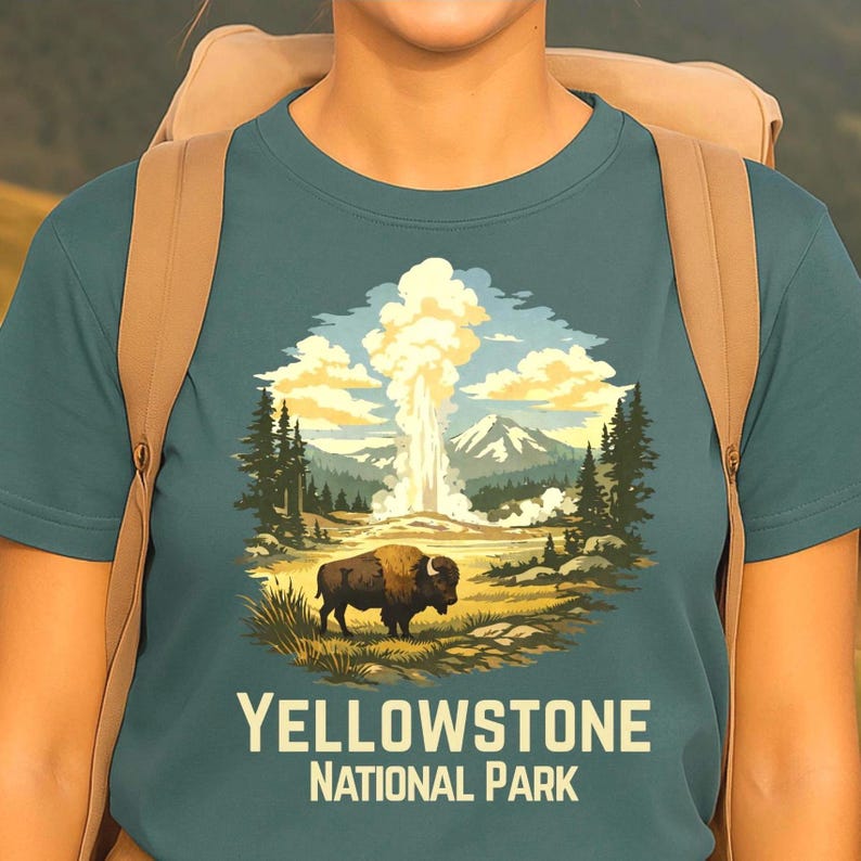 Yellowstone National Park Bison Shirt – Wyoming Wildlife Graphic image 3
