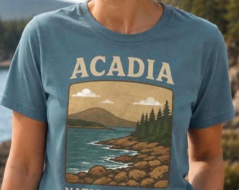 Acadia National Park Shirt, Maine Coast Rocky Shore Vintage Tee