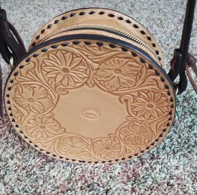 Coolhorse Leather Floral Hand-Tooled Rope Can main image 1