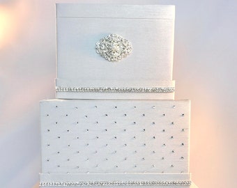 Wedding Card Box with Lock  Platinum Silver Classic Wedding Card Holder Wedding with slot Card Box Gift Card Box Secure Lock