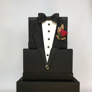 Tuxedo Wedding Card Box with Lock  Mens Wedding Card Holder Unique Elegant Wedding Card Box Custom Box Handmade Gift Card Box