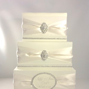 Wedding Money Box with Lock  Ivory or White Classic Personalized Wedding Card Holder Wedding Card Box Gift Card Box Secure Lock With Slot