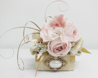 Handmade Pink & Gold Gift Box: Vintage Wedding Favor