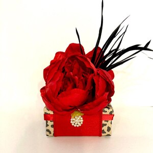 Leopard Print with Red Ribbon Gift Card Holder Sustainable Reusable Gift Box Wedding Jewelry Gift Cards Mothers Day, Christmas, Bridesmaids