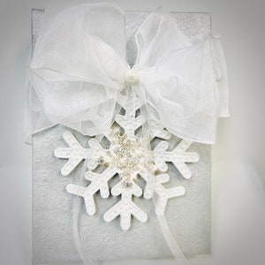 Snowflake and Rhinestones Silver Organza Gift Card Holder Gift Box Wrap Boxes Christmas Gift Jewelry Gift Box Father Ideas, Wedding Party image 7