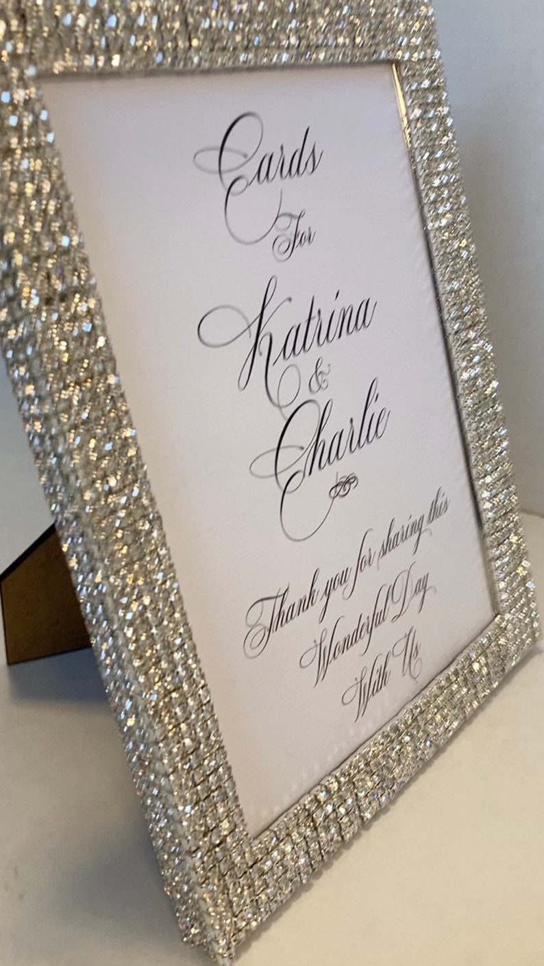 6 x 8 Frame covered with Real Rhinestone, Rhinestones, Set in Silver, Wedding Card Box Sign With Rhinestones Diamonds, Wedding Picture image 5