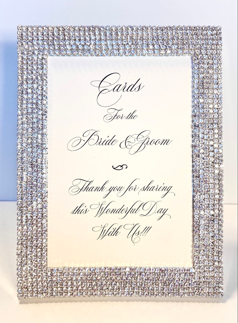 6 x 8 Frame covered with Real Rhinestone, Rhinestones, Set in Silver, Wedding Card Box Sign With Rhinestones Diamonds, Wedding Picture image 6