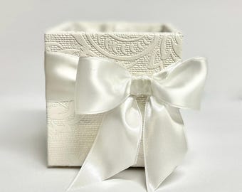 OFF-WHITE Wedding Pen Holder: Elegant Guest PEN Box, Bridal Shower Gift,