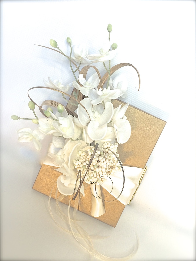 Gold and White Shabby Chic Wedding Gift Box Favors Jewelry Gift Cards Mothers Day Bridesmaids Handmade Decorative Boxes Gift Certificates image 1