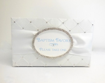 Christening Favor Box, Amenities Box, Floral Arrangement Cover Box Rhinestones,  Handmade, Custom Made, Elegantly.